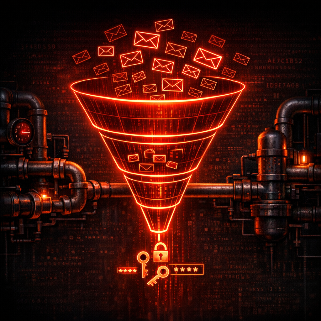 Anatomy of a Modern Phishing Campaign Multi-stage phishing kit funnel transforming emails into stolen credentials