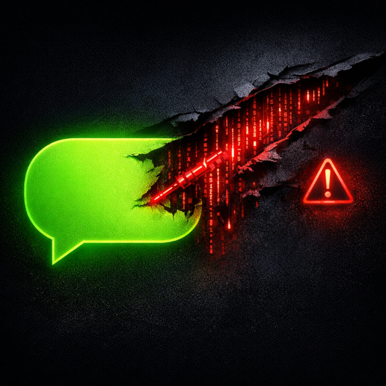 A chat conversation bubble being injected with malicious code from a hidden fragment