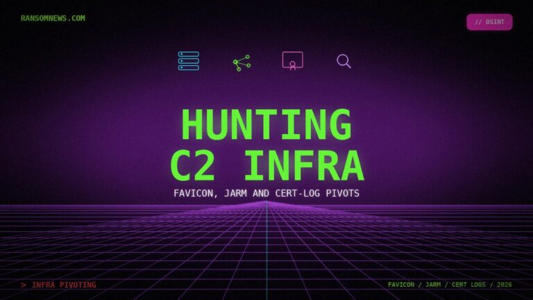 Hunting C2 infrastructure synthwave cover, favicon JARM cert logs, ransomnews.com