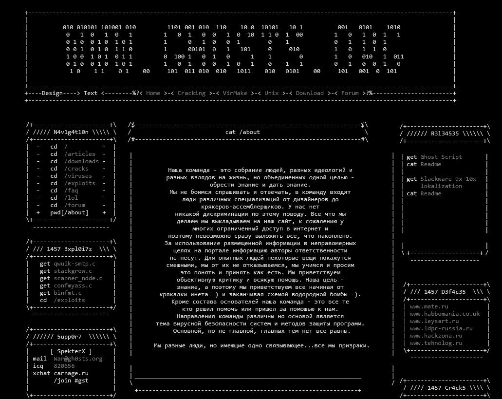 Archived Gh0st Security Team website at gst.void.ru, the project linked to the 5socks.net domain registration email address