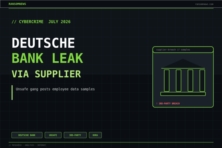 Deutsche Bank breached via supplier as Unsafe gang leaks data, ransomnews.com