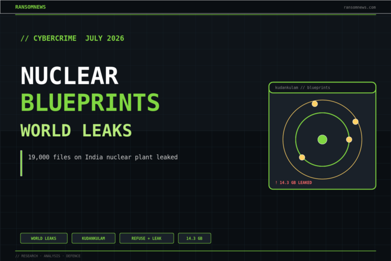World Leaks dumps 19,000 files tied to India nuclear plant, ransomnews.com