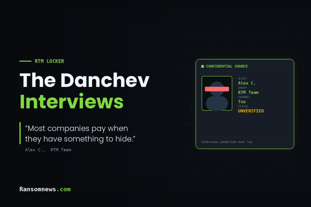 RTM Locker interview: a ransomware actor on the RaaS market The Danchev Interviews, RTM Locker on the record. Confidential source Alex C., RTM Team, status unverified.