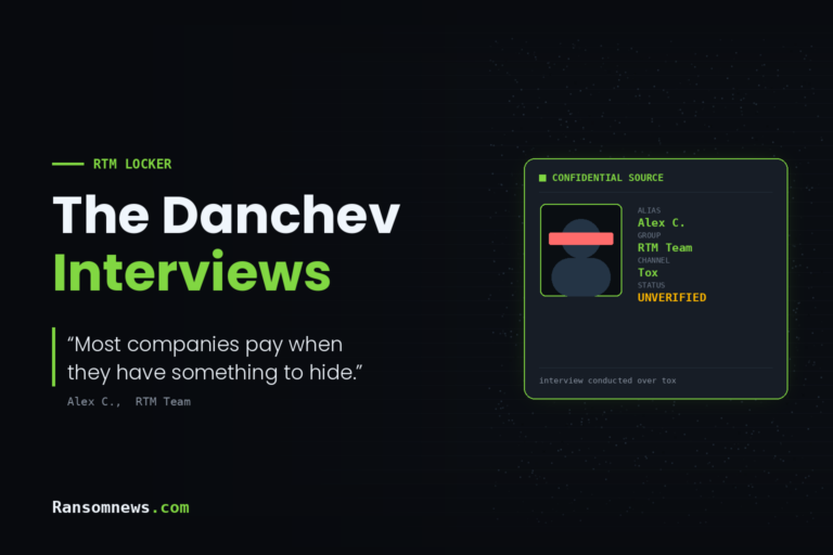 The Danchev Interviews, RTM Locker on the record. Confidential source Alex C., RTM Team, status unverified.